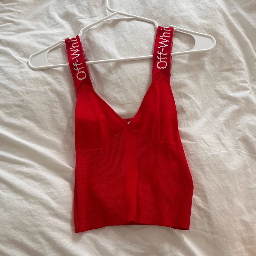 Red Virgil off white cropped red tank